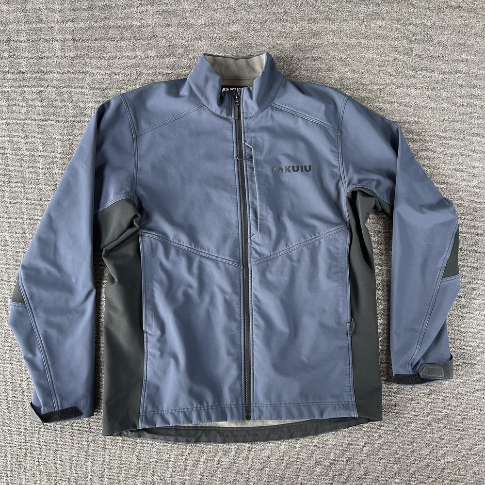 KUIU Rubicon Jacket Mens Large Blue Softshell Fleece Lined Hunting Windbreaker